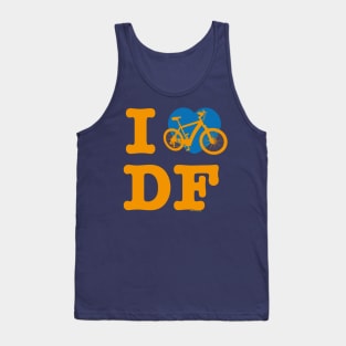 I Love Cycling DF Orenge Blue / Yo Amo andar en Bicicleta en el DF / Chilango Pride / Orgullo Chilango Graphic Tank Top